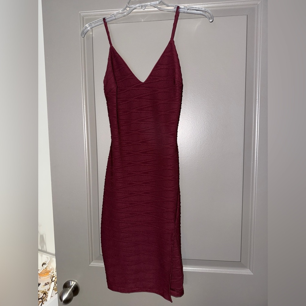 Windsor Burgundy Mini Dress with Spaghetti Straps